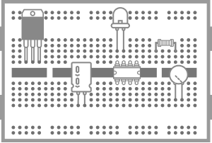 Breadboard with electrical components